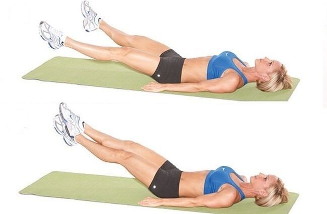 Perform the Scissors exercise to work the abdominal muscles of the lower abdomen